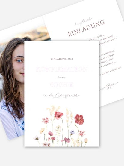 Konfirmationseinladung Les Fleurs