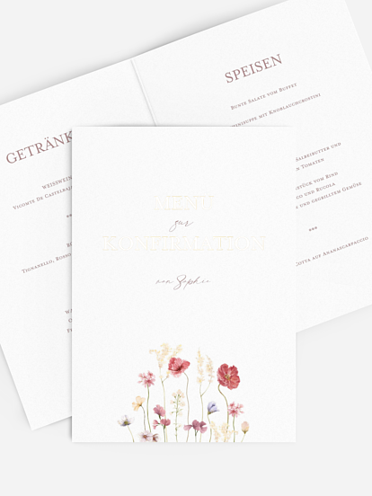 Menükarte Konfirmation Les Fleurs