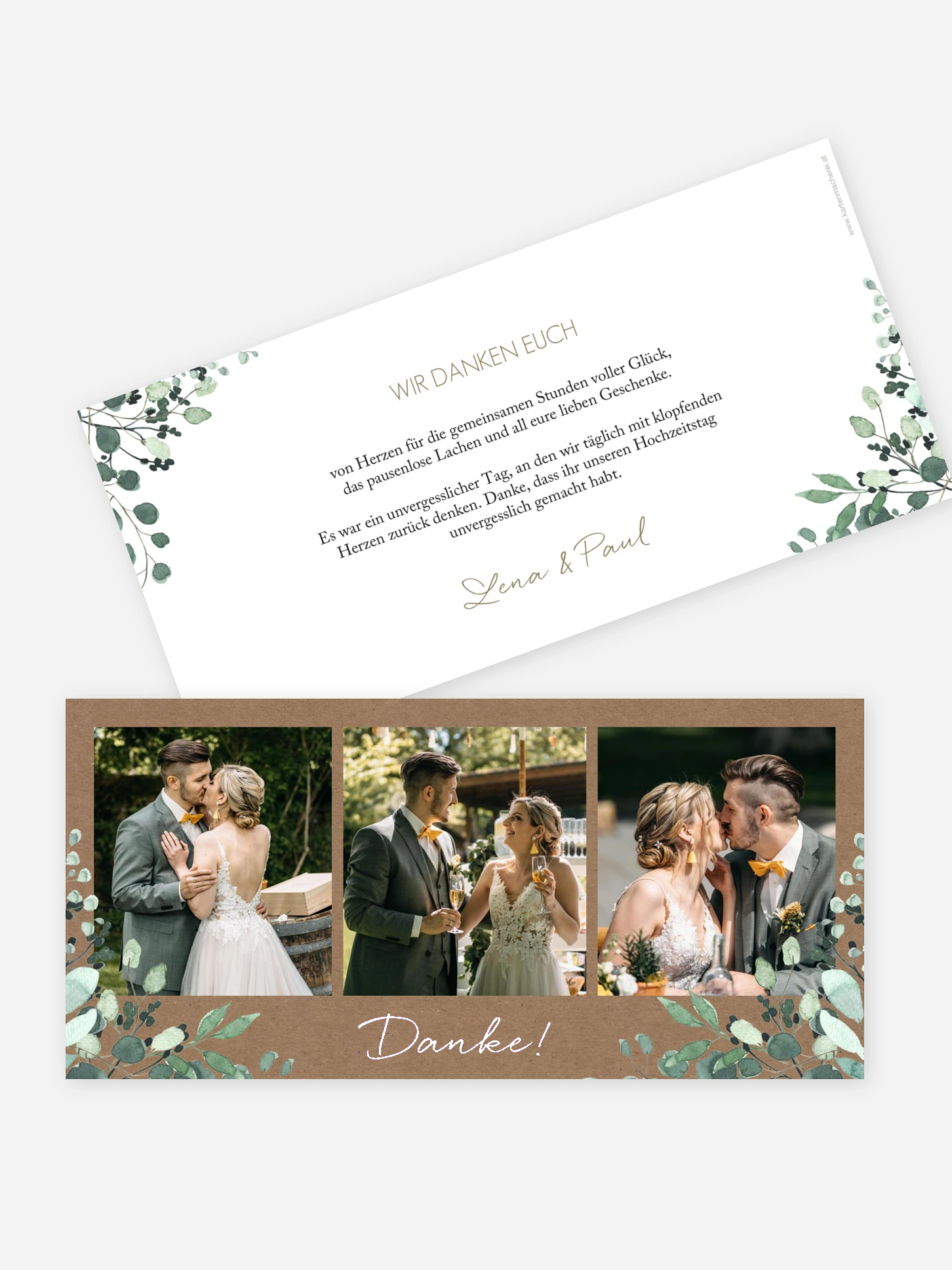 Dankeskarte Hochzeit All The Greenery Kraft