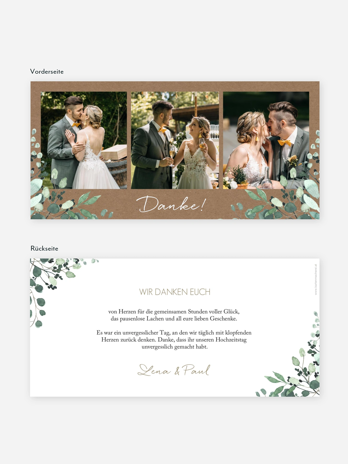 Dankeskarte Hochzeit All The Greenery Kraft