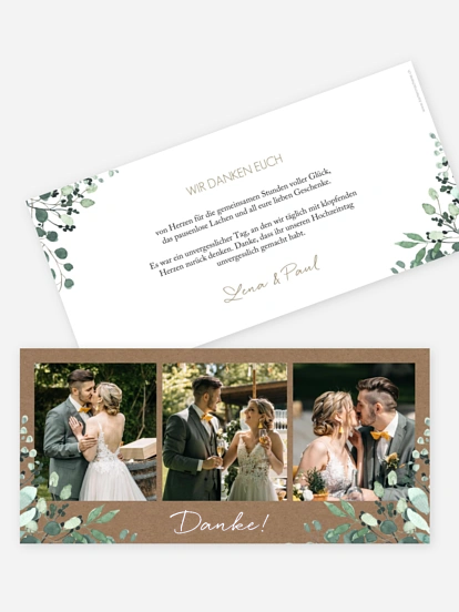 Dankeskarte Hochzeit All The Greenery Kraft