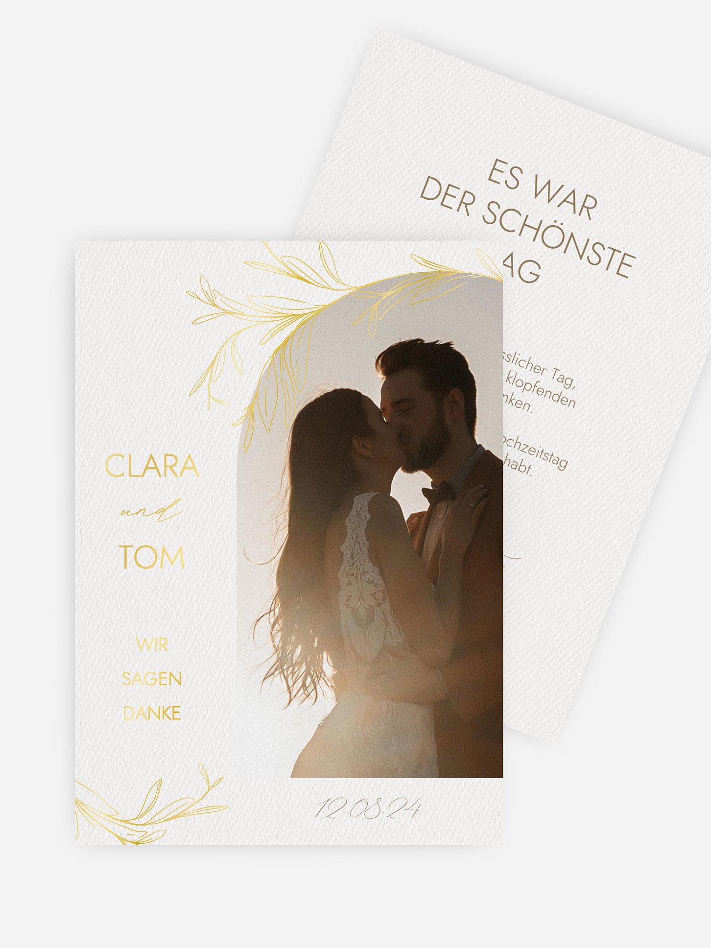 Dankeskarte Hochzeit Golden Olive