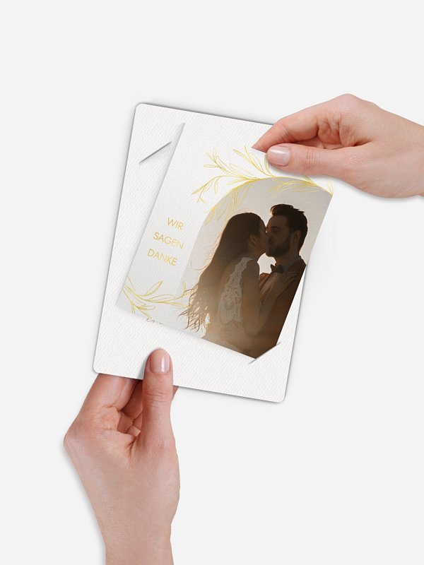 Dankeskarte Hochzeit Golden Olive