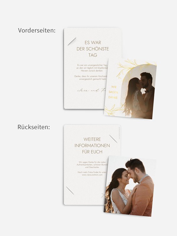 Dankeskarte Hochzeit Golden Olive