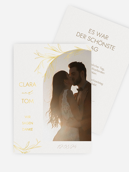 Dankeskarte Hochzeit Golden Olive
