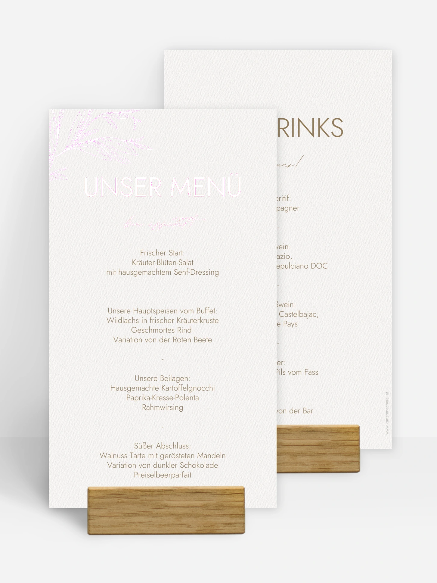 Menükarte Hochzeit Golden Olive