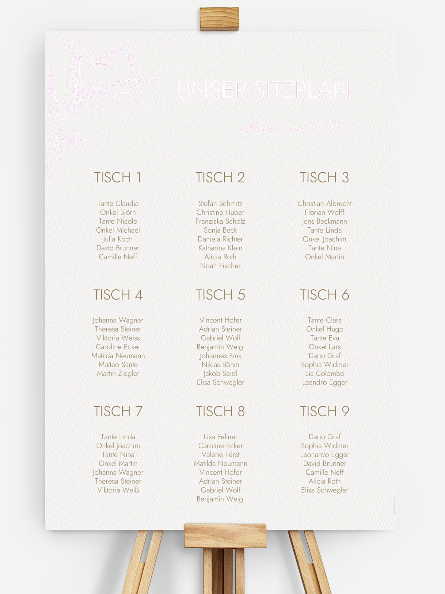 Sitzplan Plakat Golden Olive