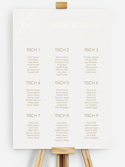 Sitzplan Plakat Golden Olive