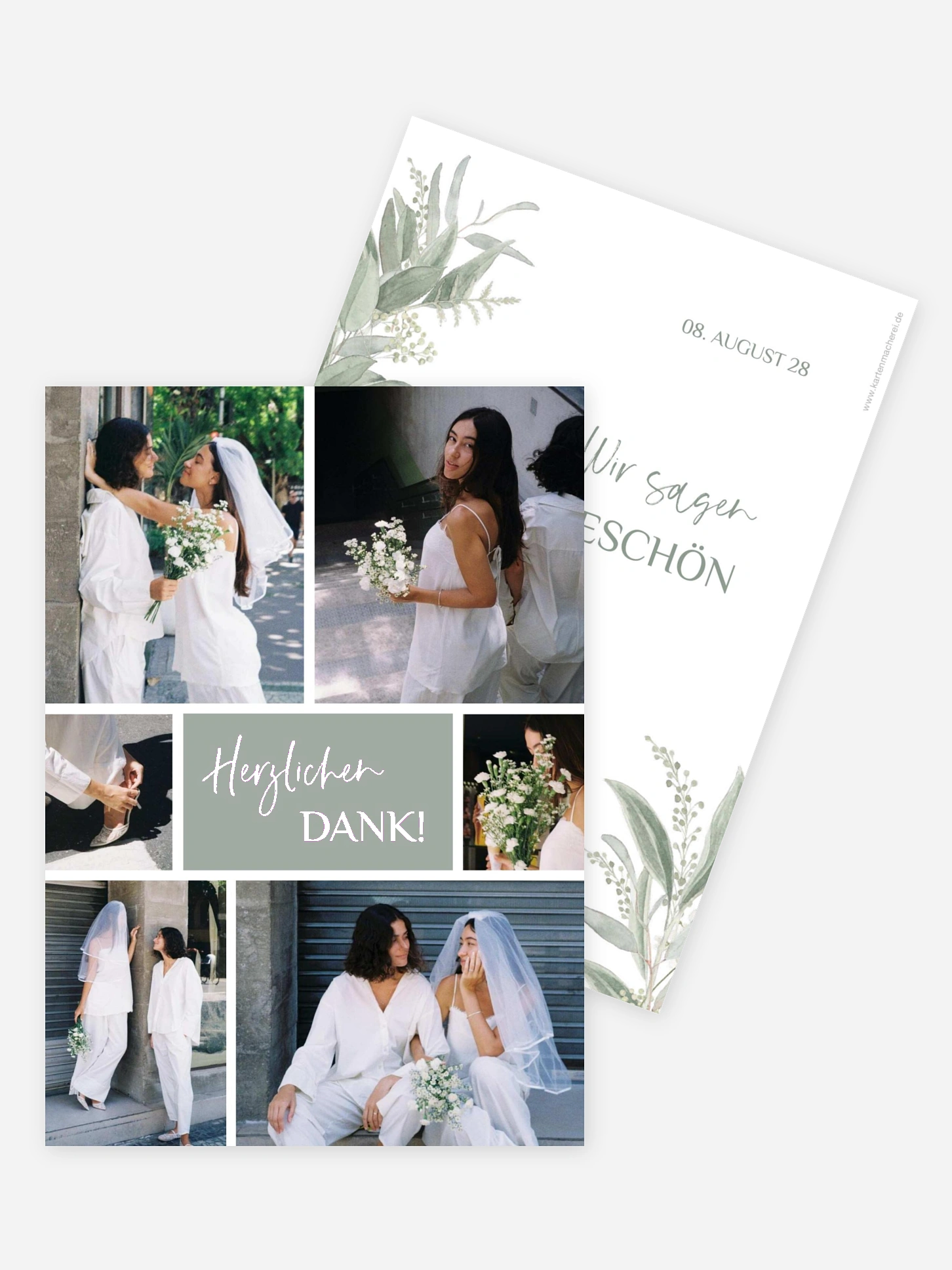 Dankeskarte Hochzeit Greenery Day