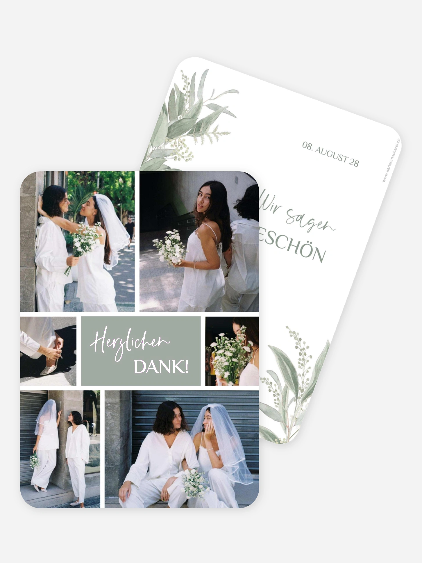 Dankeskarte Hochzeit Greenery Day