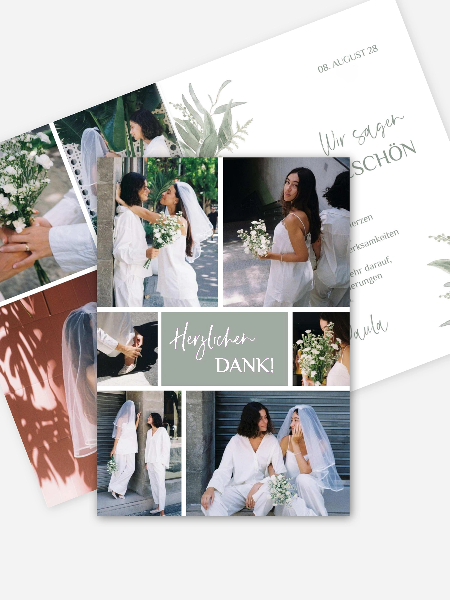 Dankeskarte Hochzeit Greenery Day