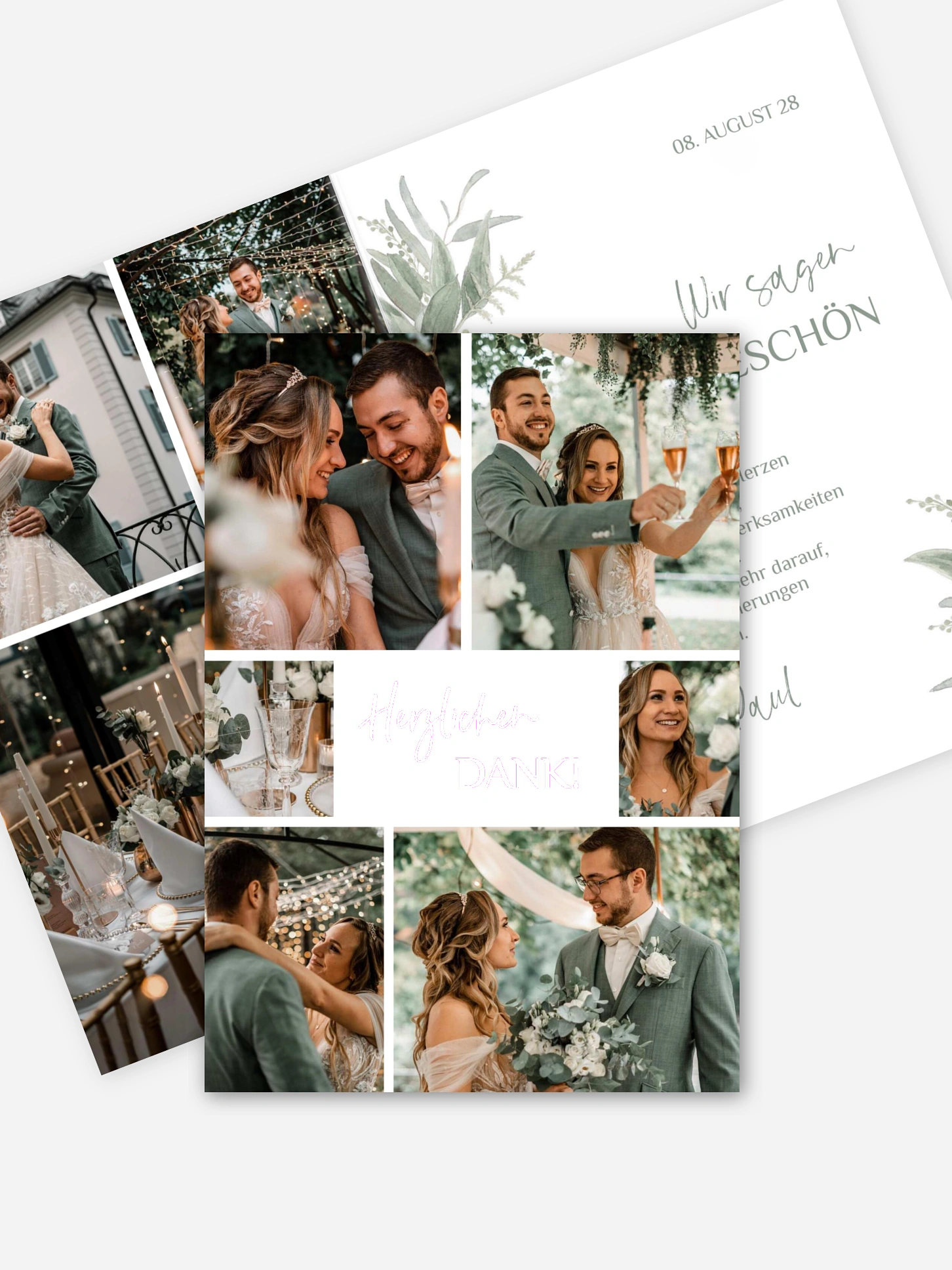Dankeskarte Hochzeit Greenery Day