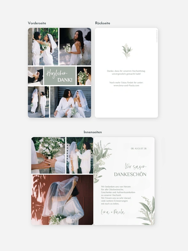 Dankeskarte Hochzeit Greenery Day