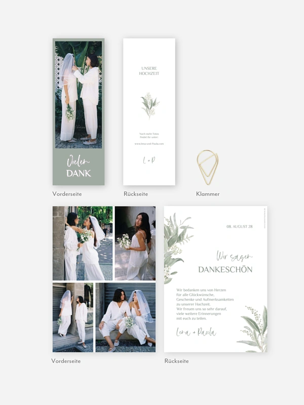 Dankeskarte Hochzeit Greenery Day