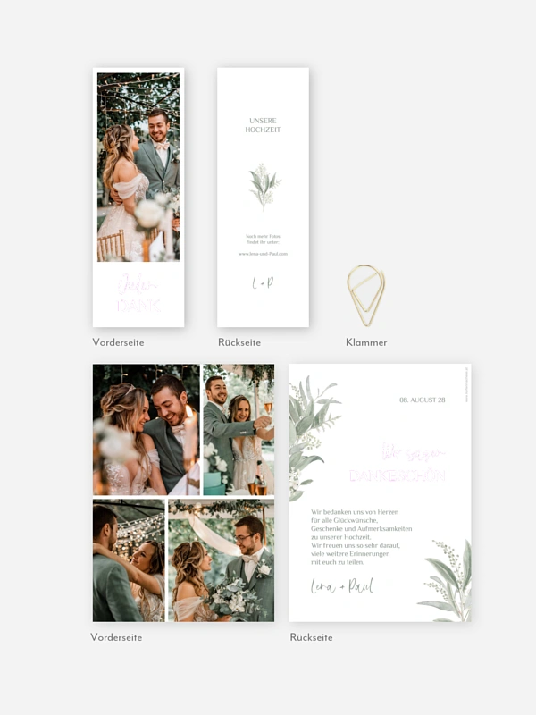 Dankeskarte Hochzeit Greenery Day