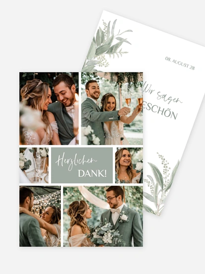 Dankeskarte Hochzeit Greenery Day