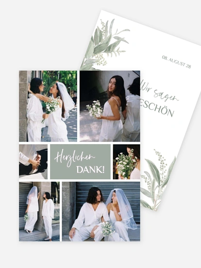 Dankeskarte Hochzeit Greenery Day