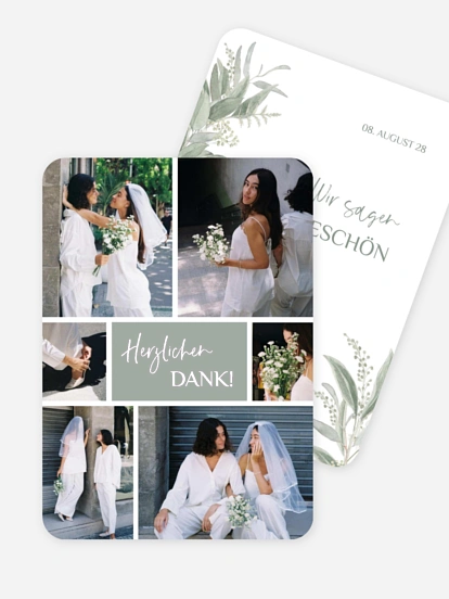Dankeskarte Hochzeit Greenery Day