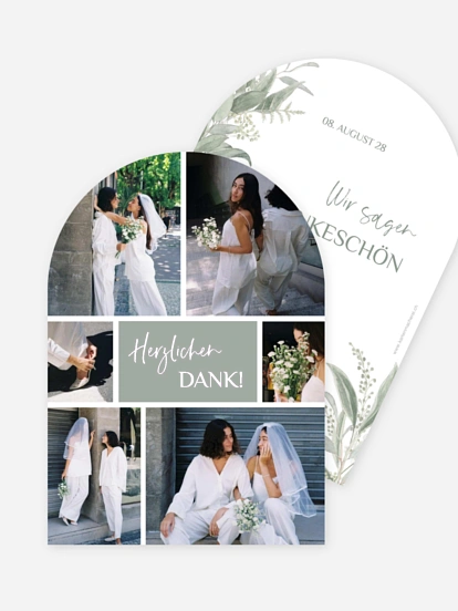 Dankeskarte Hochzeit Greenery Day