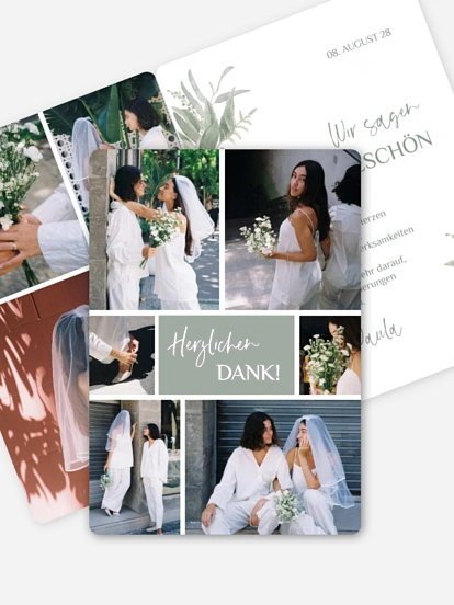 Dankeskarte Hochzeit Greenery Day