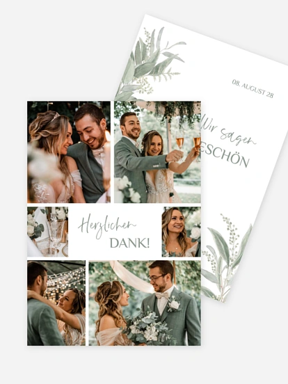 Dankeskarte Hochzeit Greenery Day