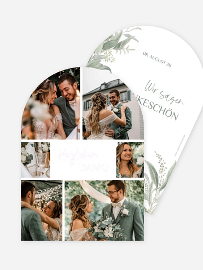 Dankeskarte Hochzeit Greenery Day