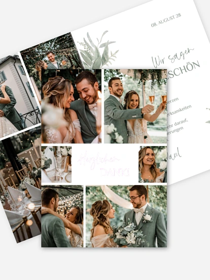 Dankeskarte Hochzeit Greenery Day