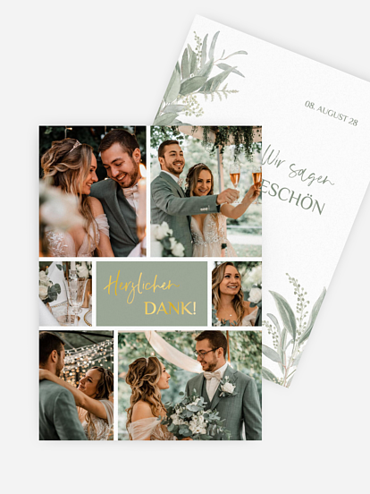 Dankeskarte Hochzeit Greenery Day