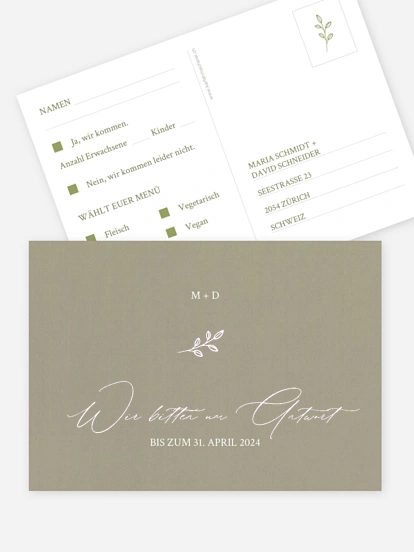 Antwortkarte Hochzeit Golden Branch