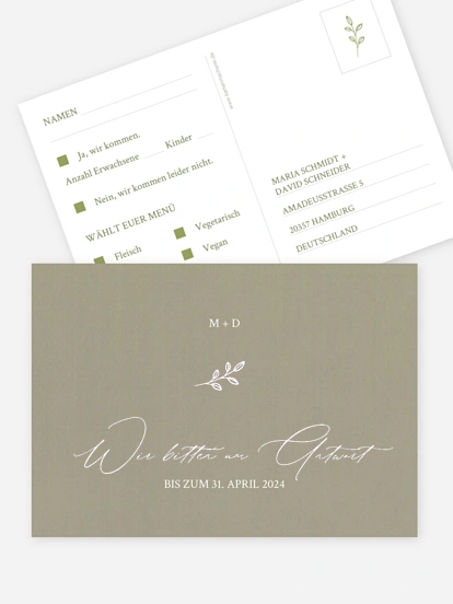 Antwortkarte Hochzeit Golden Branch