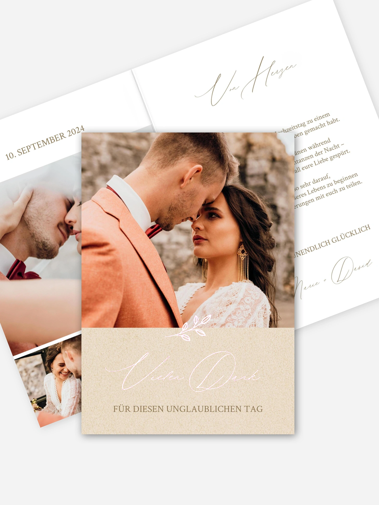 Dankeskarte Hochzeit Golden Branch