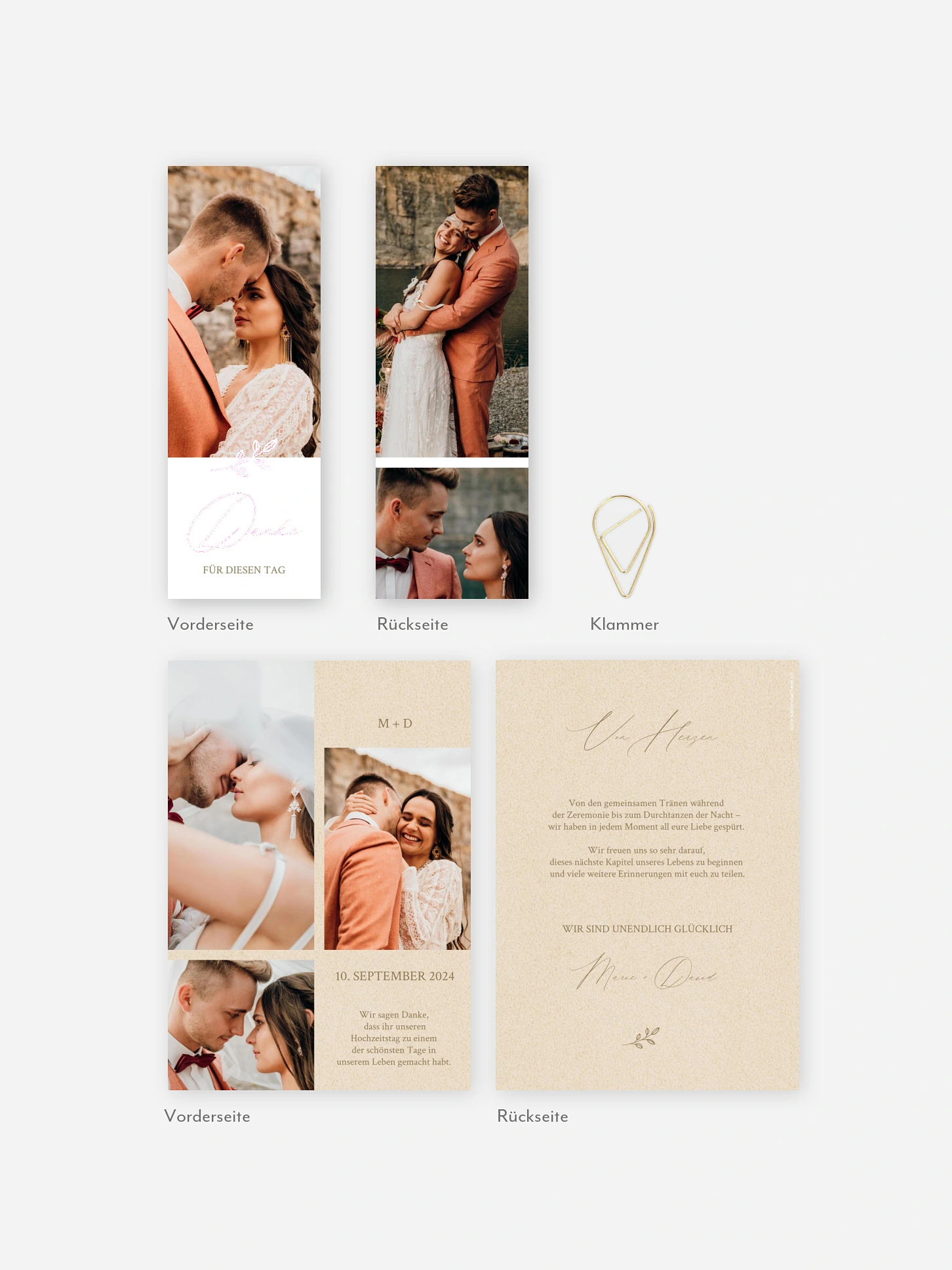 Dankeskarte Hochzeit Golden Branch
