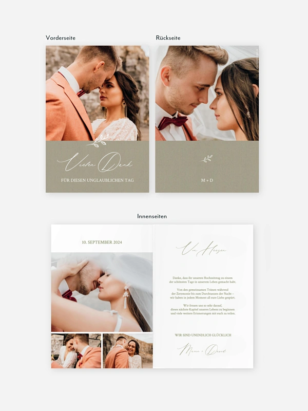 Dankeskarte Hochzeit Golden Branch