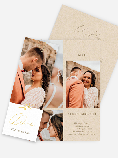 Dankeskarte Hochzeit Golden Branch