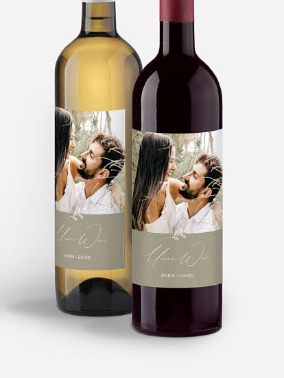 Flaschenetikett Hochzeit Golden Branch