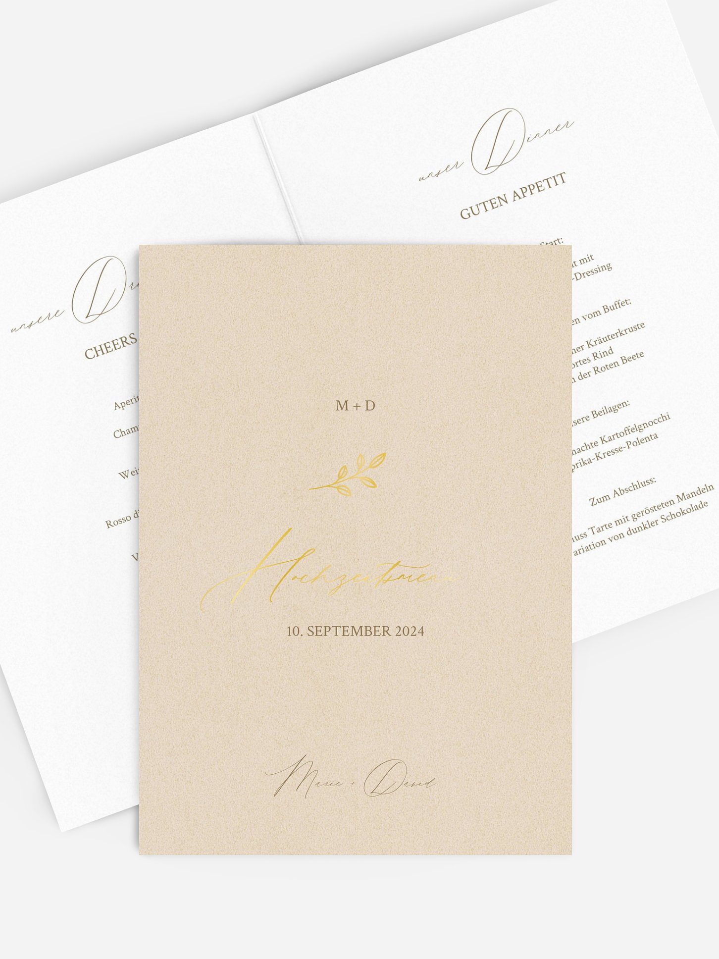 Menükarte Hochzeit Golden Branch