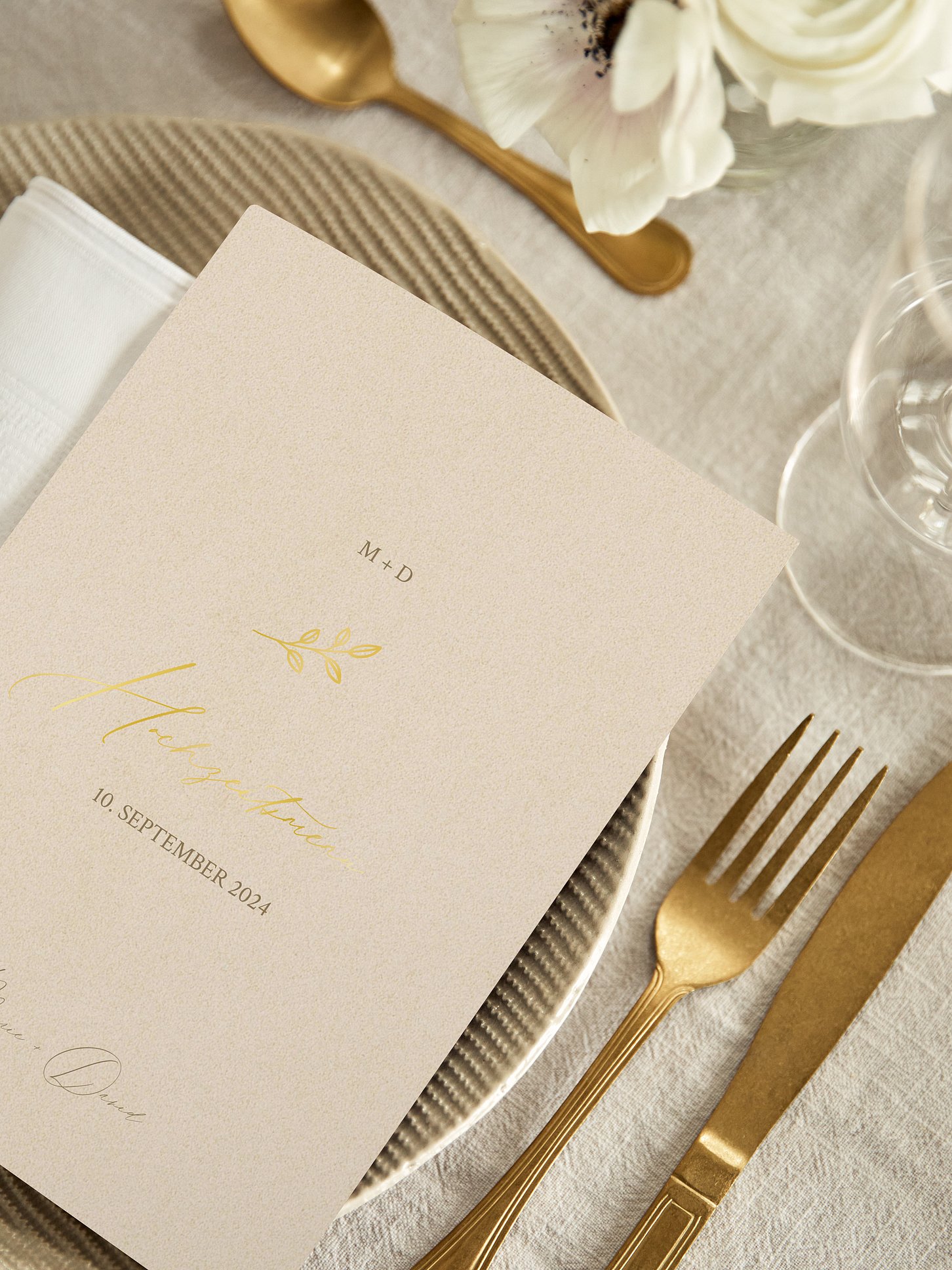 Menükarte Hochzeit Golden Branch