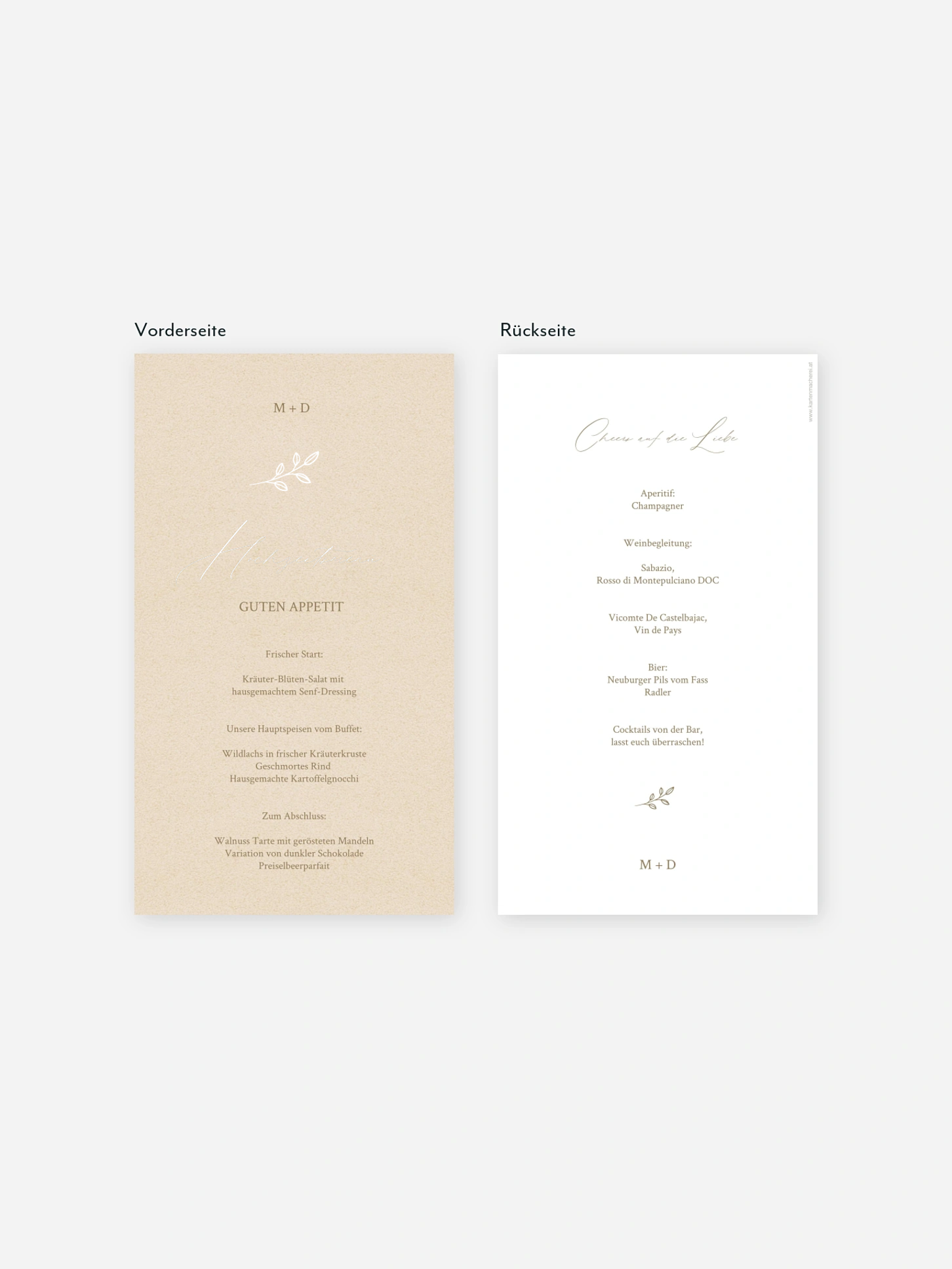 Menükarte Hochzeit Golden Branch