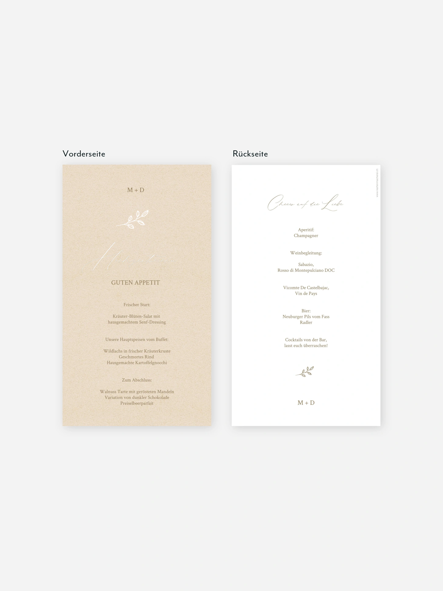 Menükarte Hochzeit Golden Branch