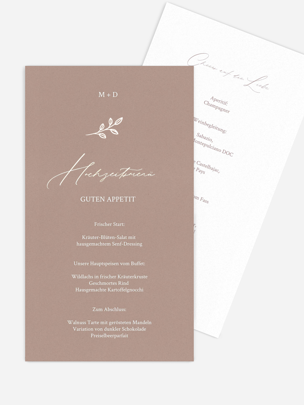 Menükarte Hochzeit Golden Branch