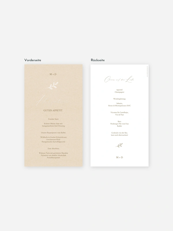Menükarte Hochzeit Golden Branch