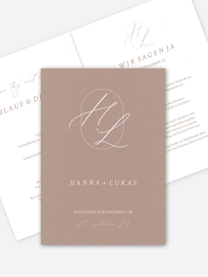 Hochzeitseinladung Initialen