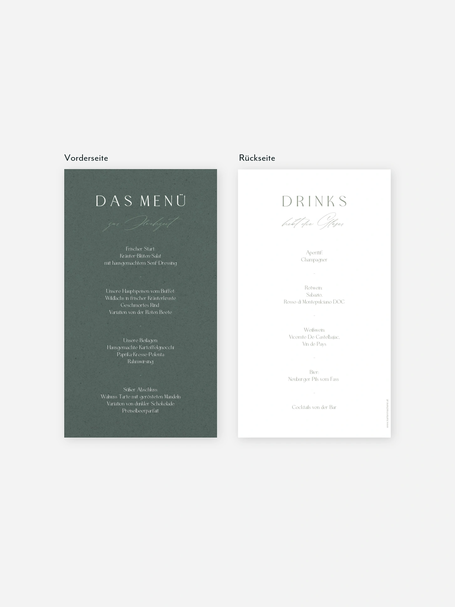 Menükarte Hochzeit Big Date