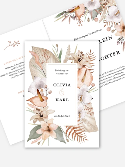 Hochzeitseinladung Apricot Flowers
