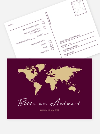 Antwortkarte Hochzeit Reisepass