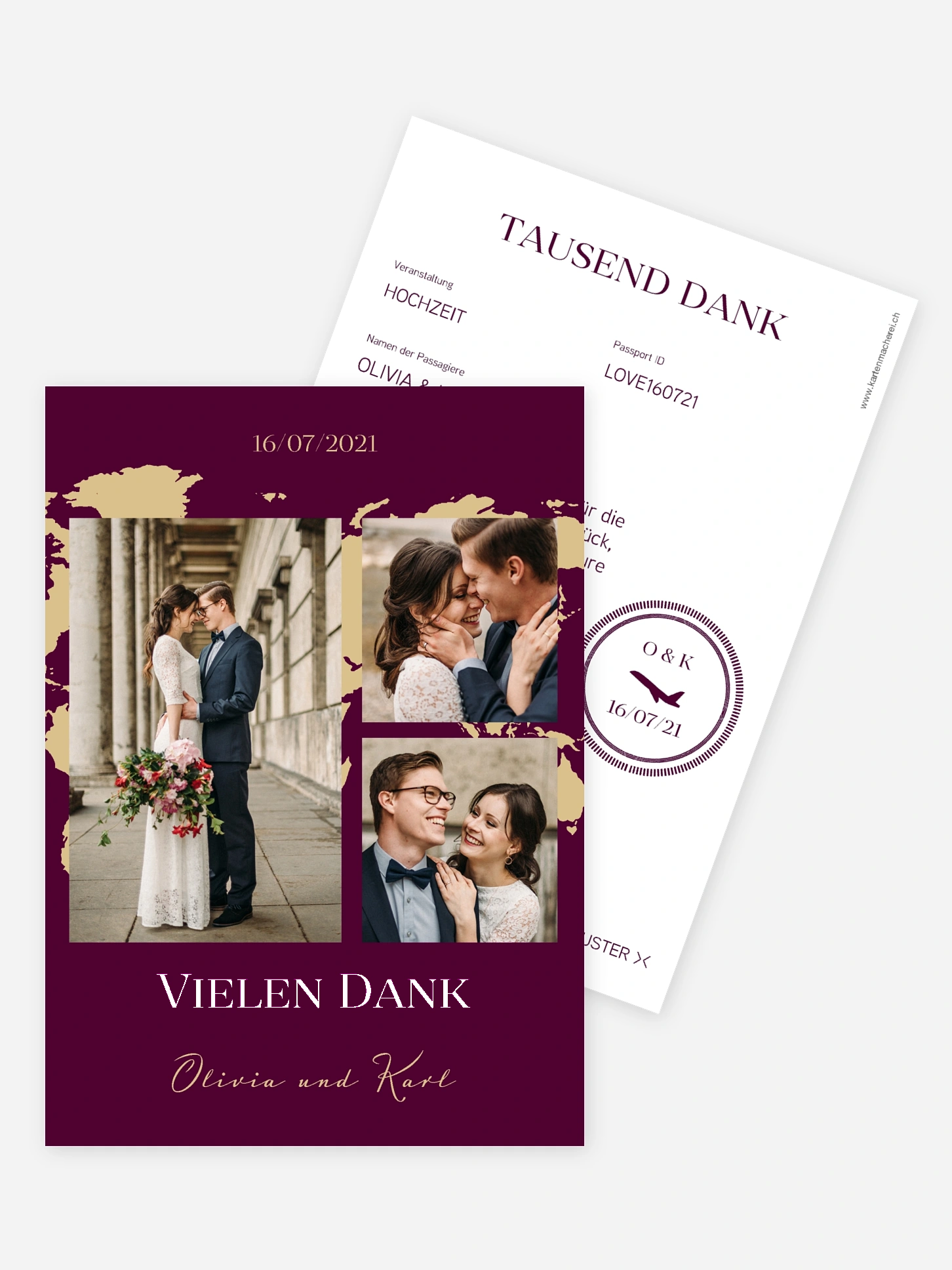 Dankeskarte Hochzeit Reisepass