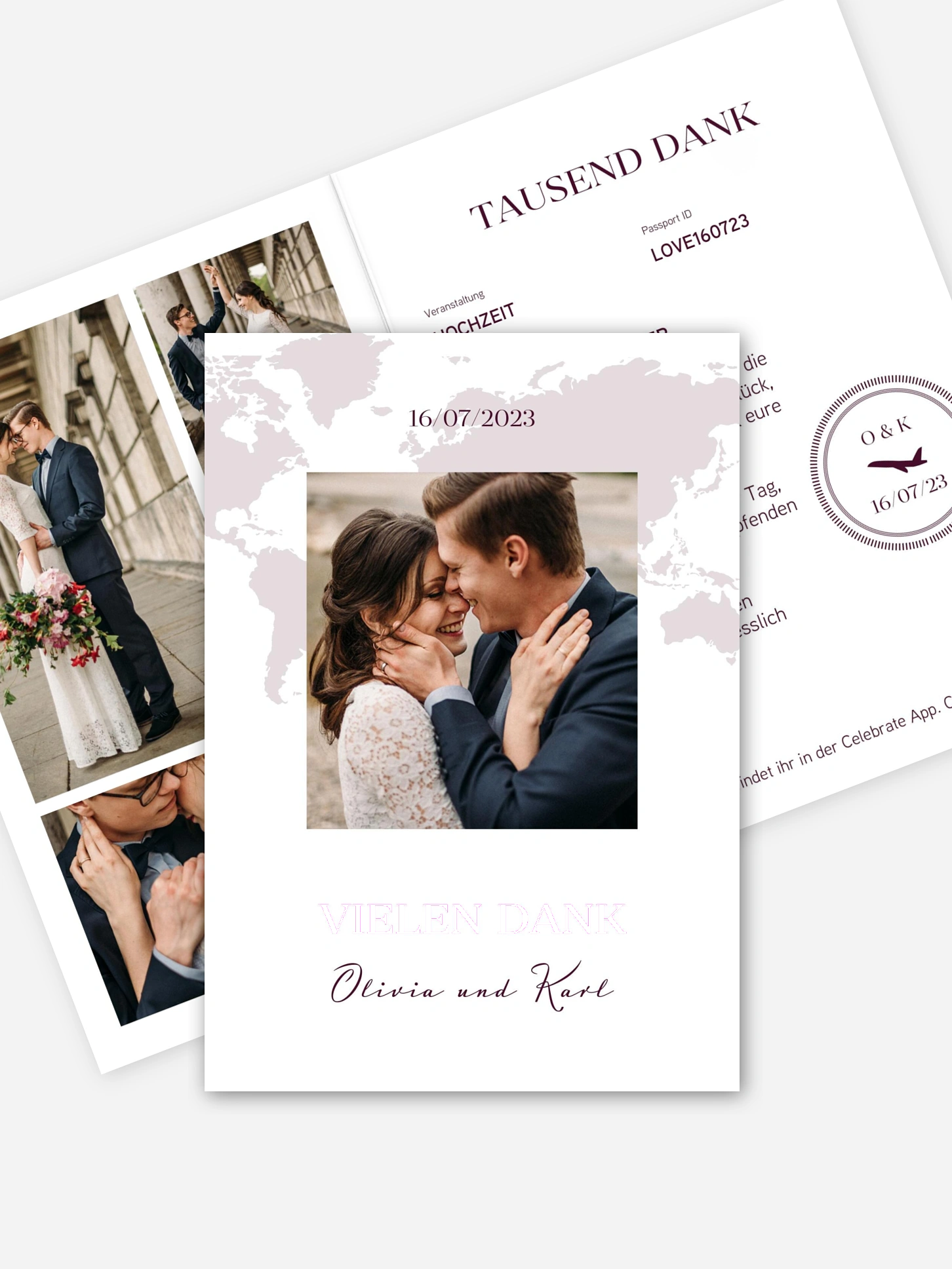 Dankeskarte Hochzeit Reisepass