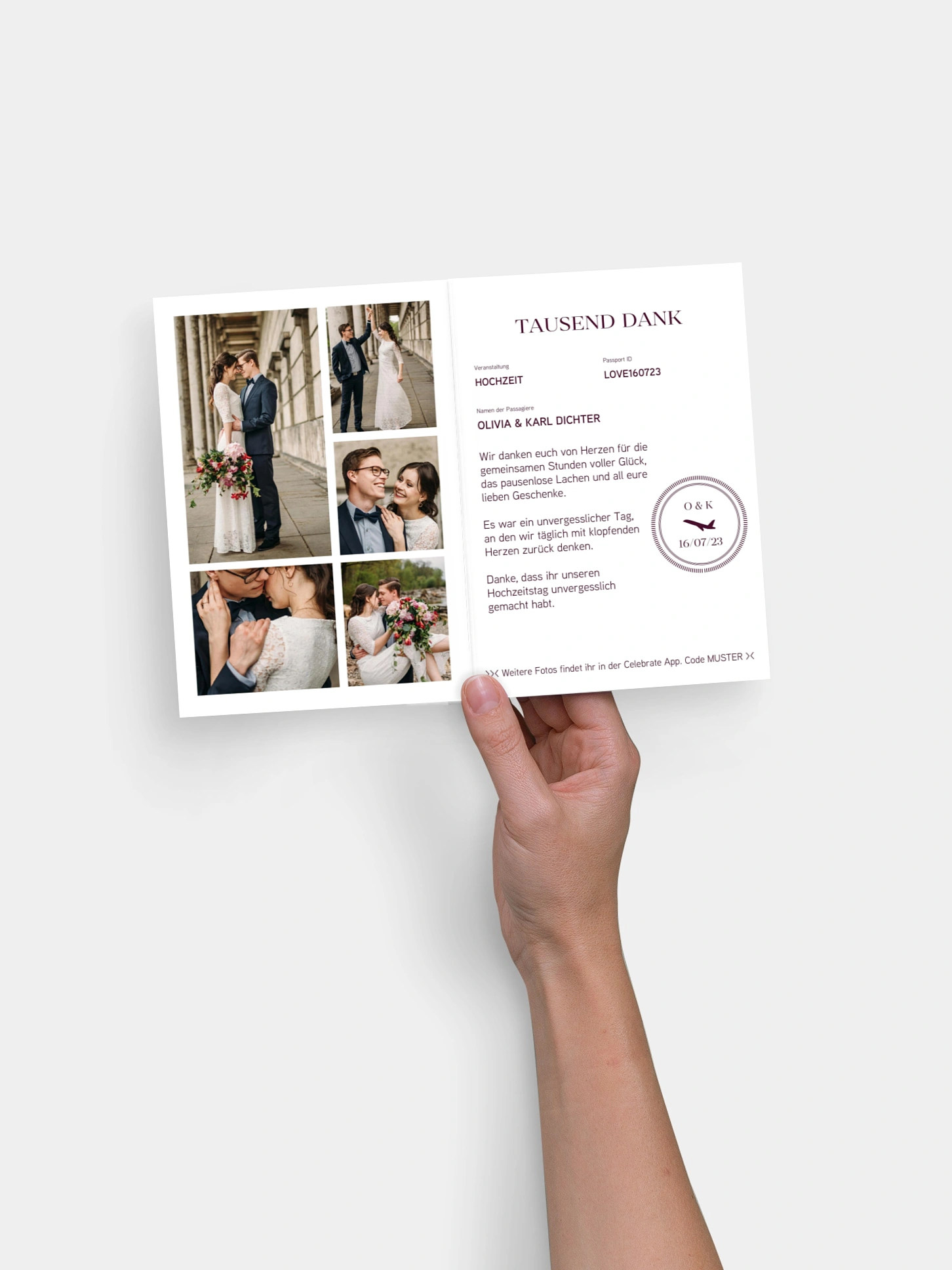 Dankeskarte Hochzeit Reisepass