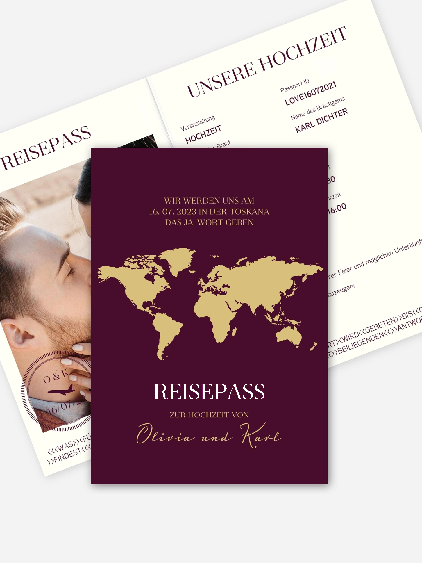 Hochzeitseinladung Reisepass