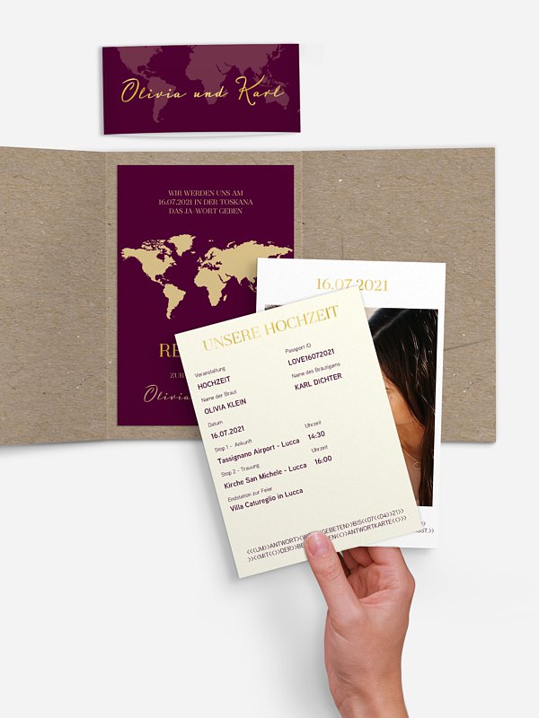 Hochzeitseinladung Reisepass